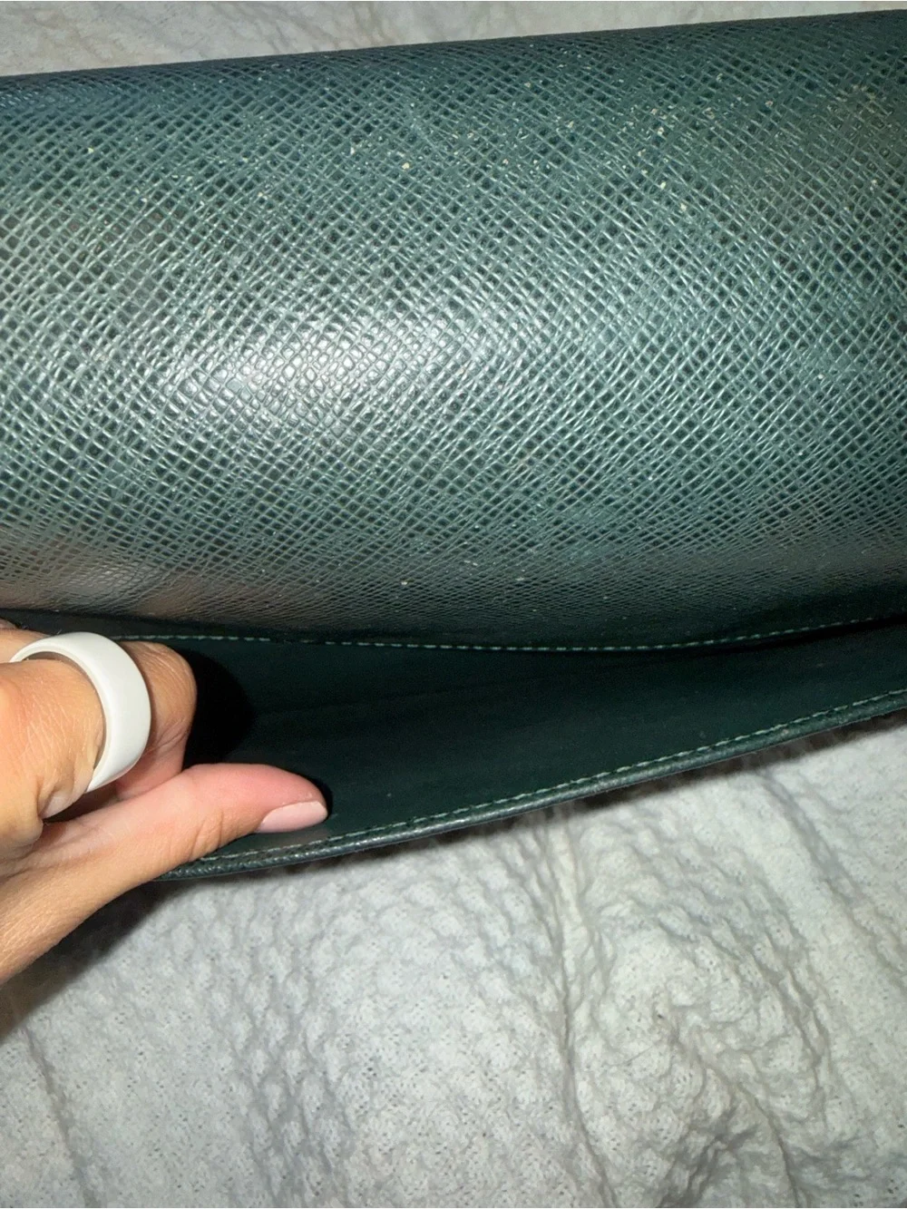 Authentic LV Serviette Kourad Briefcase Taiga Leather Dark Green